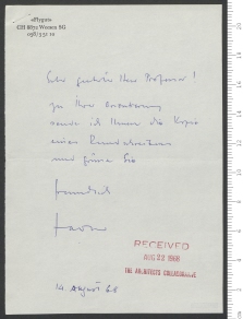 Brief von Florian F. Adler an Walter Gropius