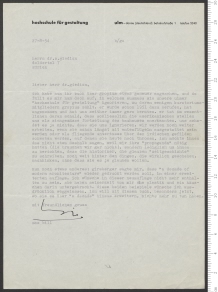 Brief von Max Bill an Sigfried Giedion
